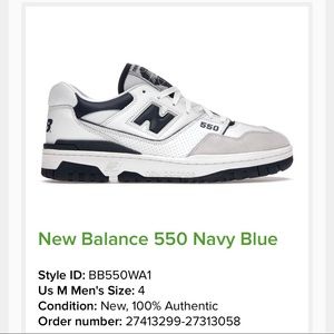 New Balance 550 size 4 in mens size 5.5 womens